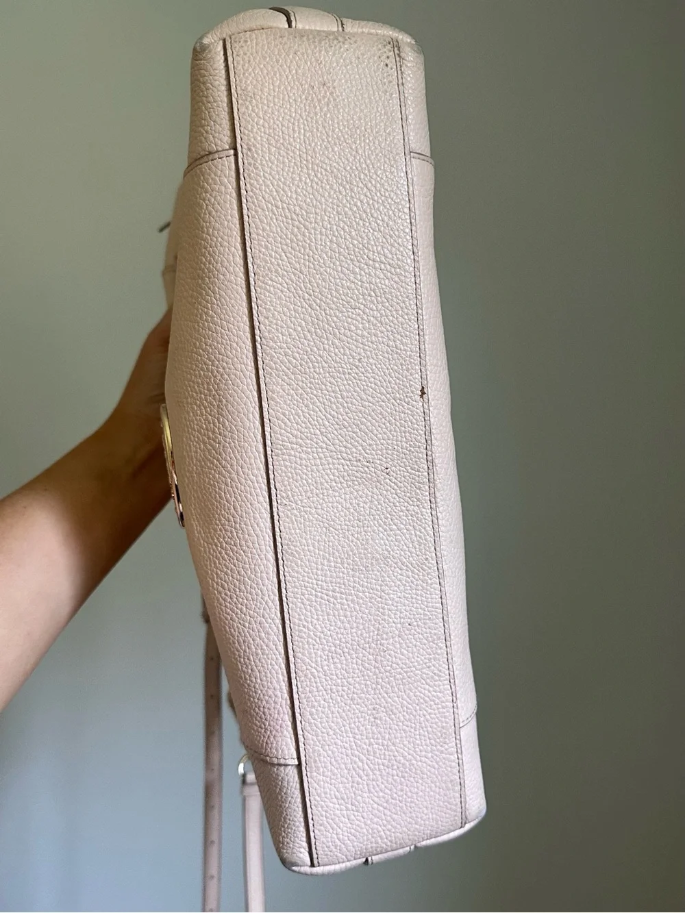 Coach Scout Pebbled Leather Hobo Bag - Pale Pink Gold Tone Workwear Tote Purse
